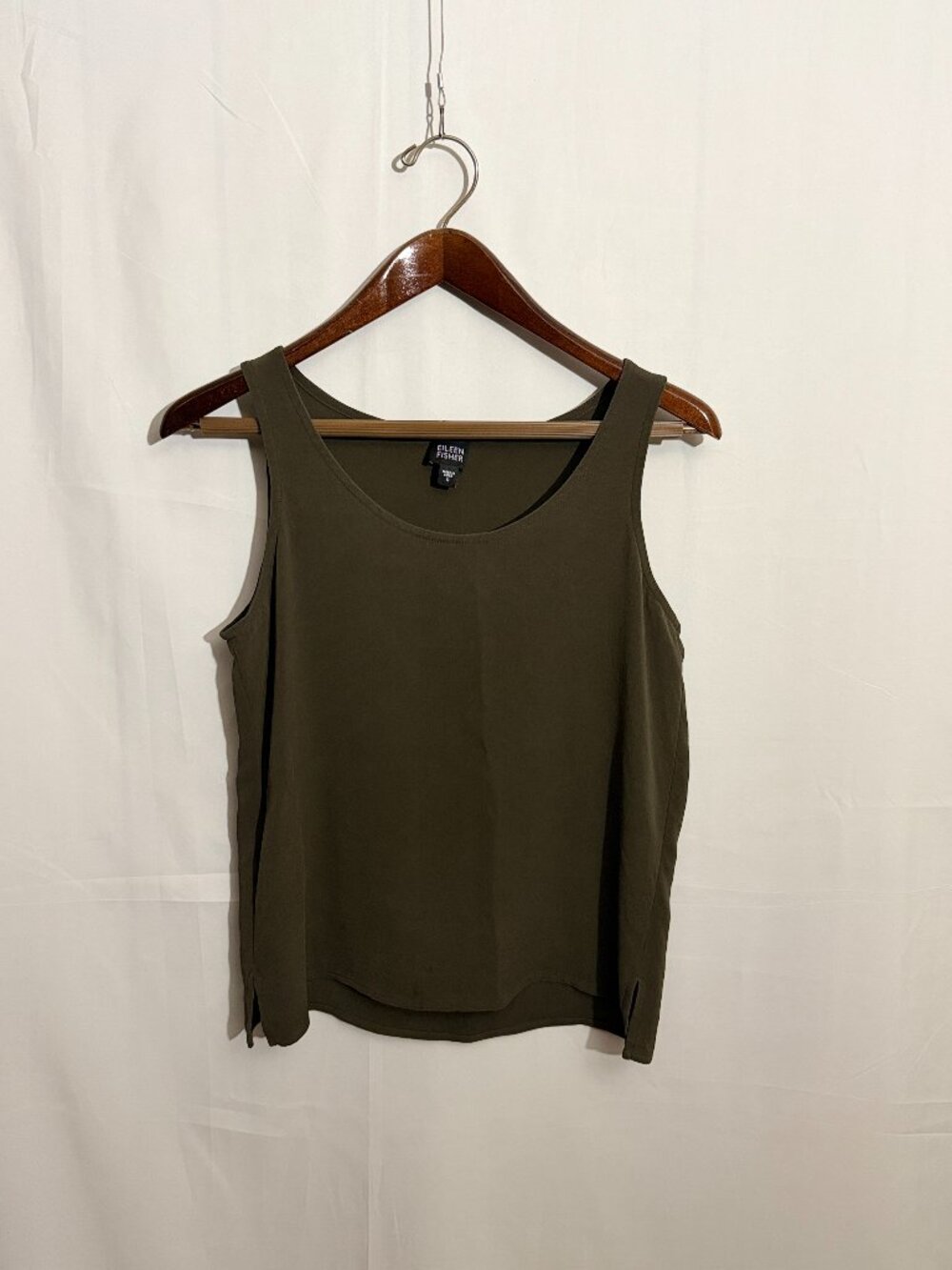 Eileen Fisher Olive Green 97% Silk Tank Top Size S